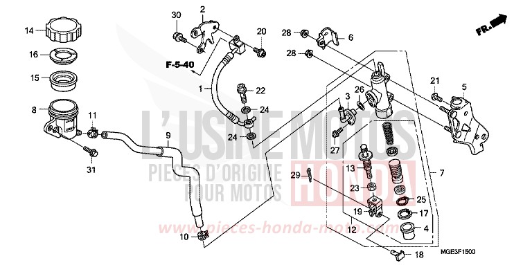 RR. BRAKE MASTER CYLINDER for VFR1200F Dual Clutch SEAL SILVER METALLIC (NHA14) from 2011